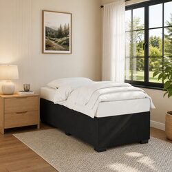 Black Velvet King Single Bed Frame with Integrated Support