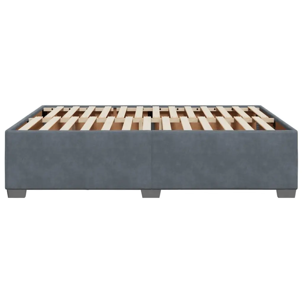 Upholstered Queen Bed Frame Dark Grey Velvet Material with Slats Support for Bedroom