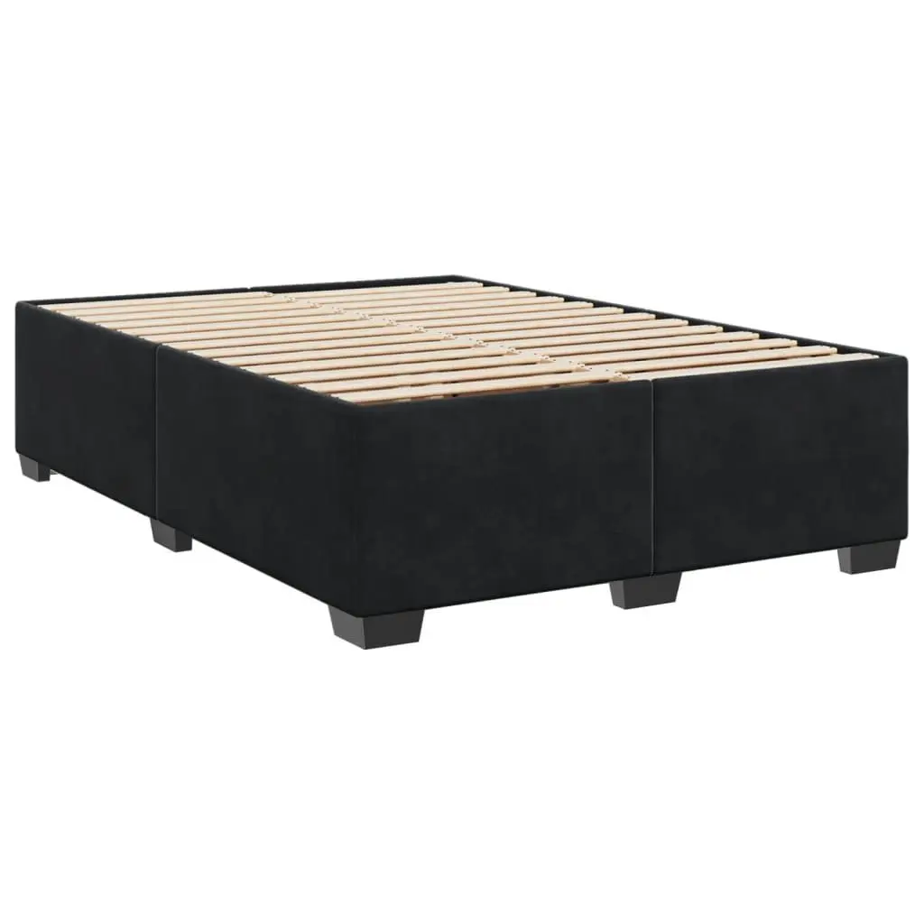 Queen Bed Frame Black Velvet Upholstered Wooden Slats