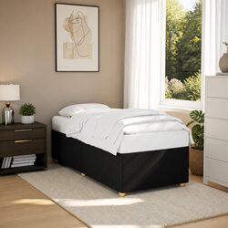 Concise Black Fabric Bed Frame 90x190 cm