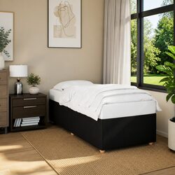 Black Upholstered Bed Frame 90x190 cm with Slats