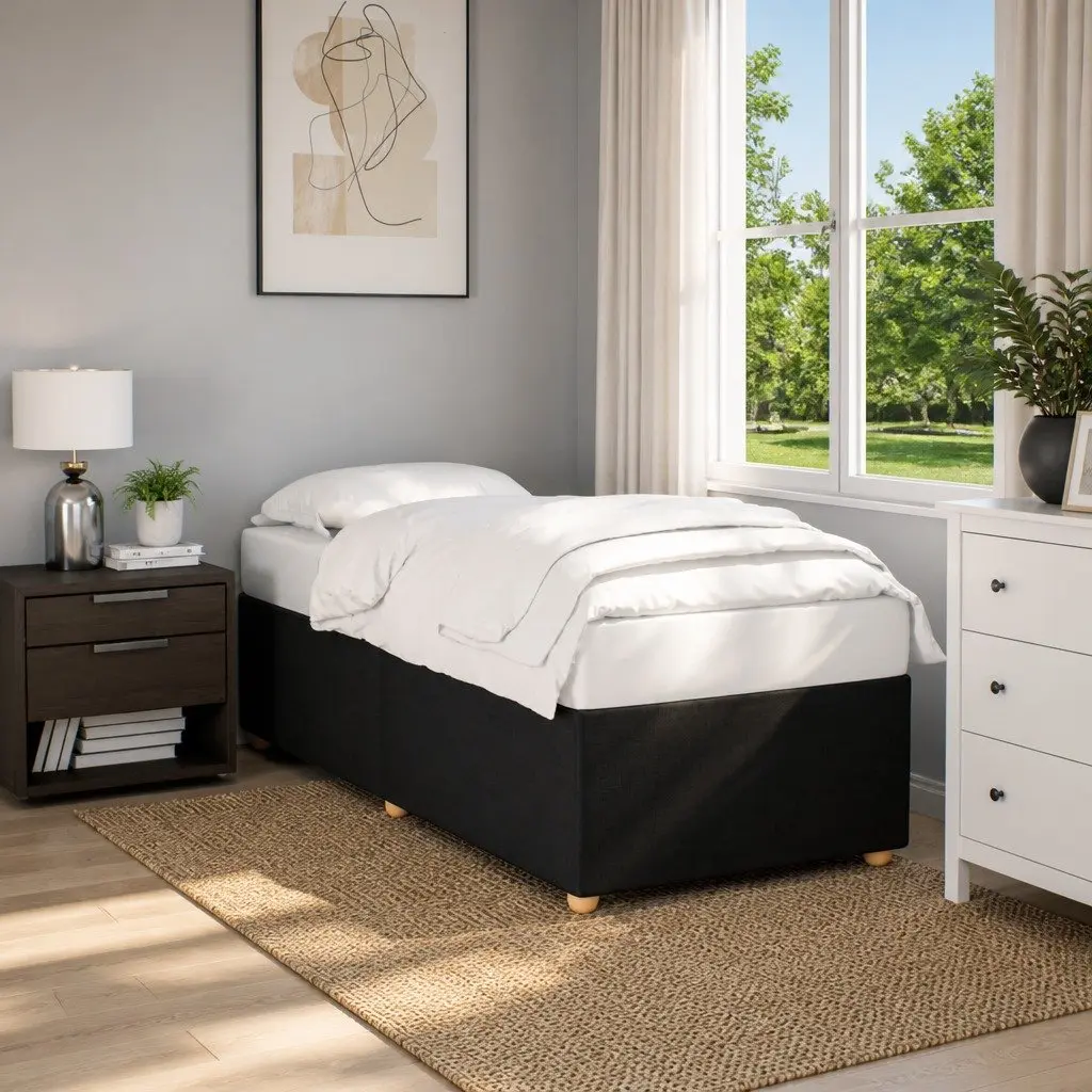 Black Fabric King Single Bed Frame for Relaxation
