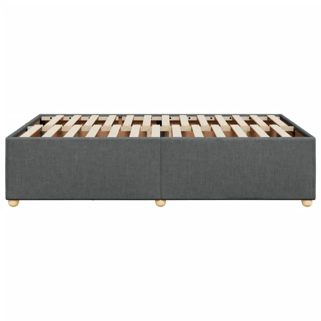 Grey Fabric Double Bed Frame Upholstered with Slat Support for Bedroom Furniture