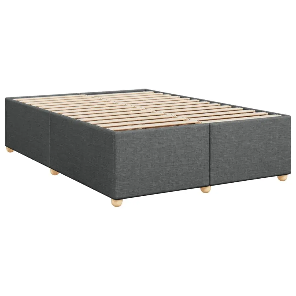Queen Bed Frame Grey Polyester Fabric Upholstered with Wooden Slats Support