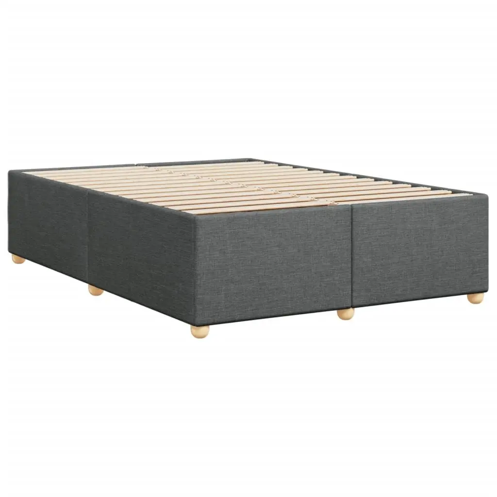 Queen Bed Frame Grey Polyester Fabric Upholstered with Wooden Slats Support