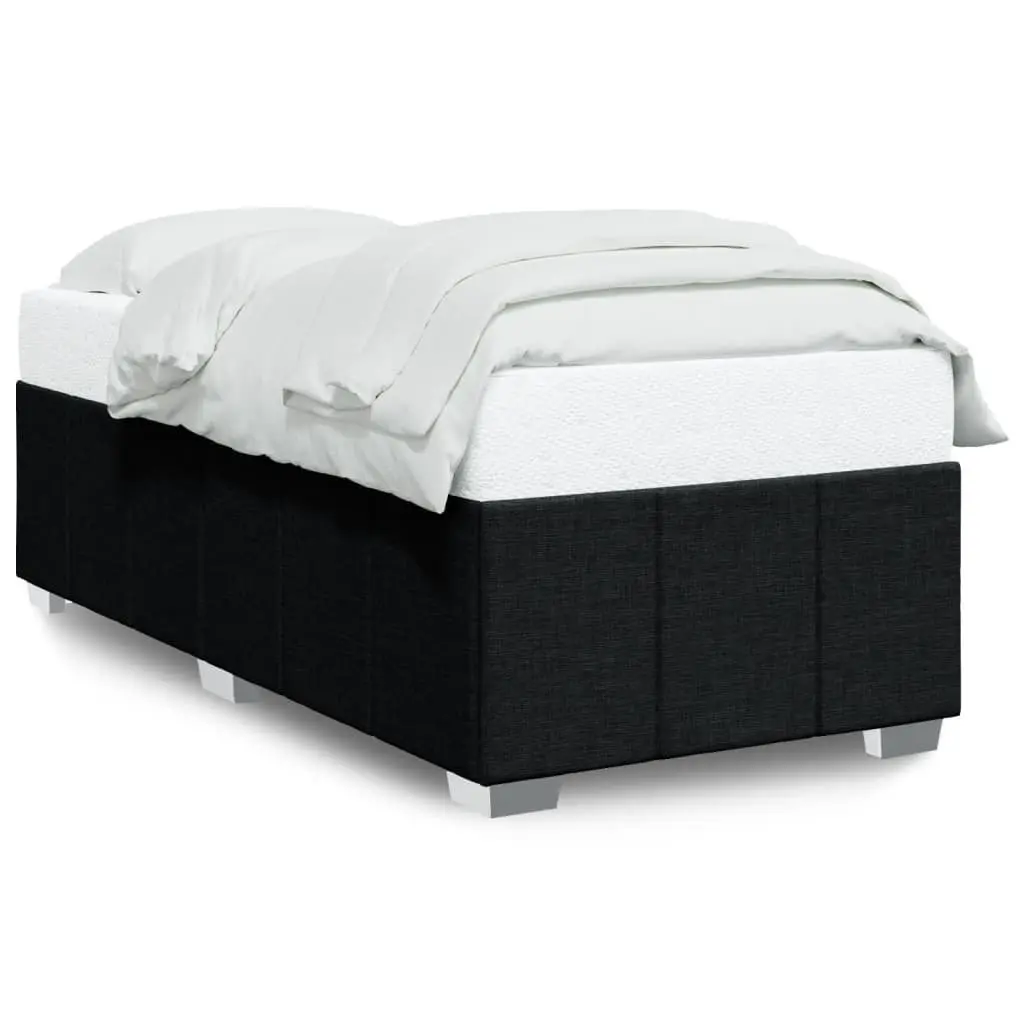 Black Fabric Bed Frame 90x190cm with Slatted Base for Mattress Support and Breathability