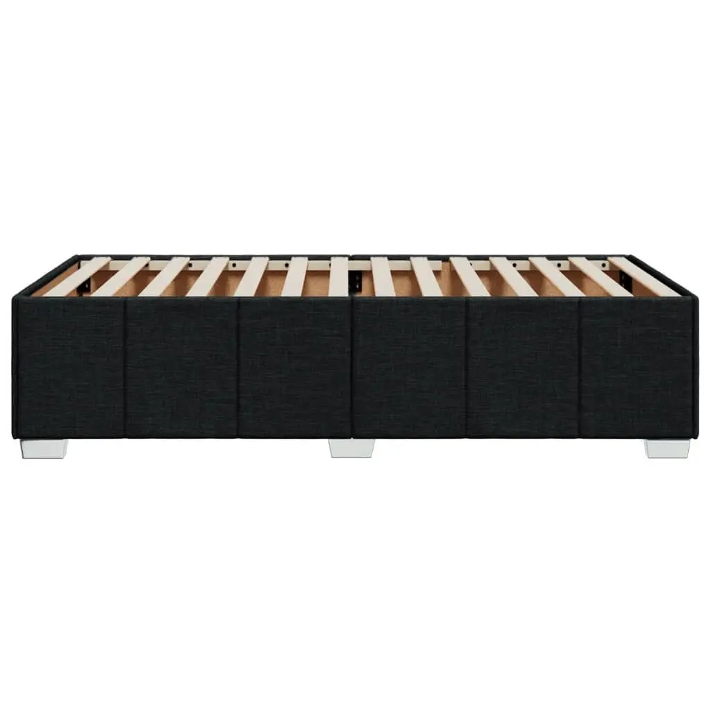Black Fabric Bed Frame 90x190cm with Slatted Base for Mattress Support and Breathability