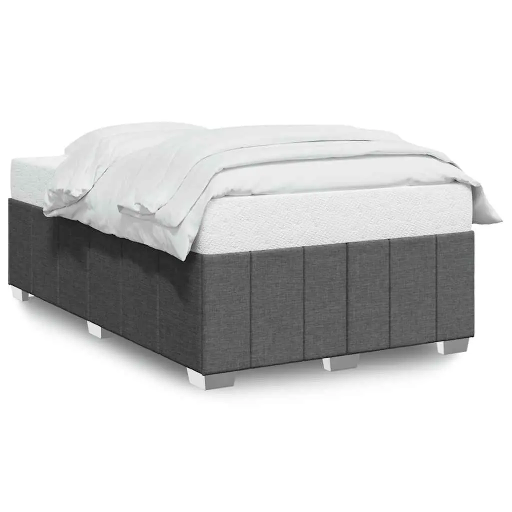 Grey Fabric Double Bed Frame Polyester Upholstered with Wooden Slats for Support and Stability