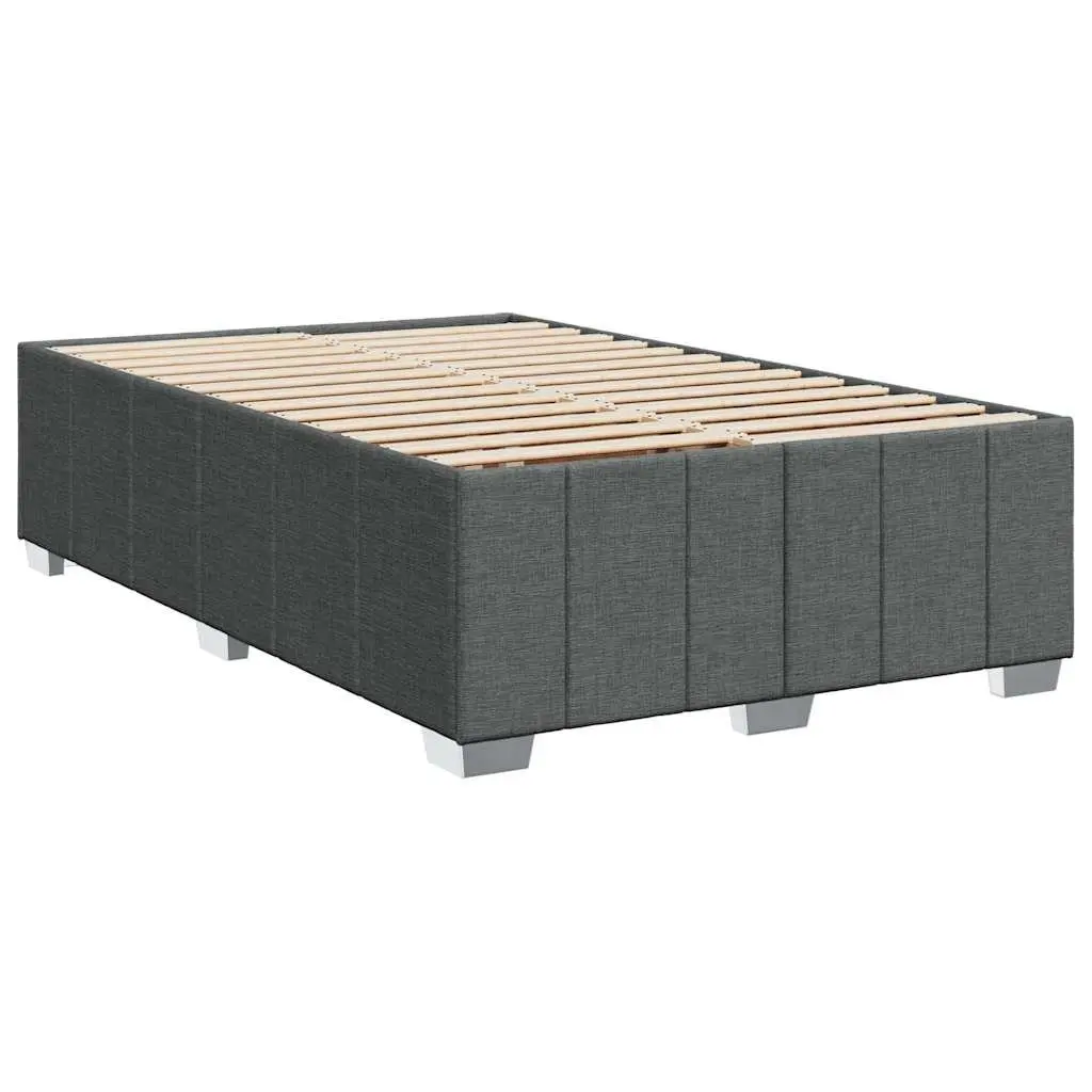 Grey Fabric Double Bed Frame Polyester Upholstered with Wooden Slats for Support and Stability