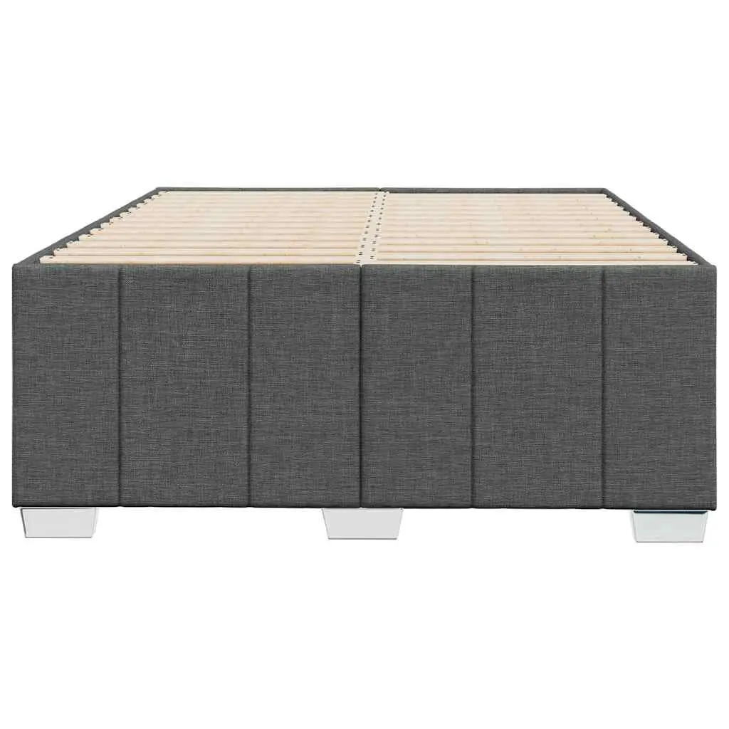 Grey Fabric Double Bed Frame Polyester Upholstered with Wooden Slats for Support and Stability