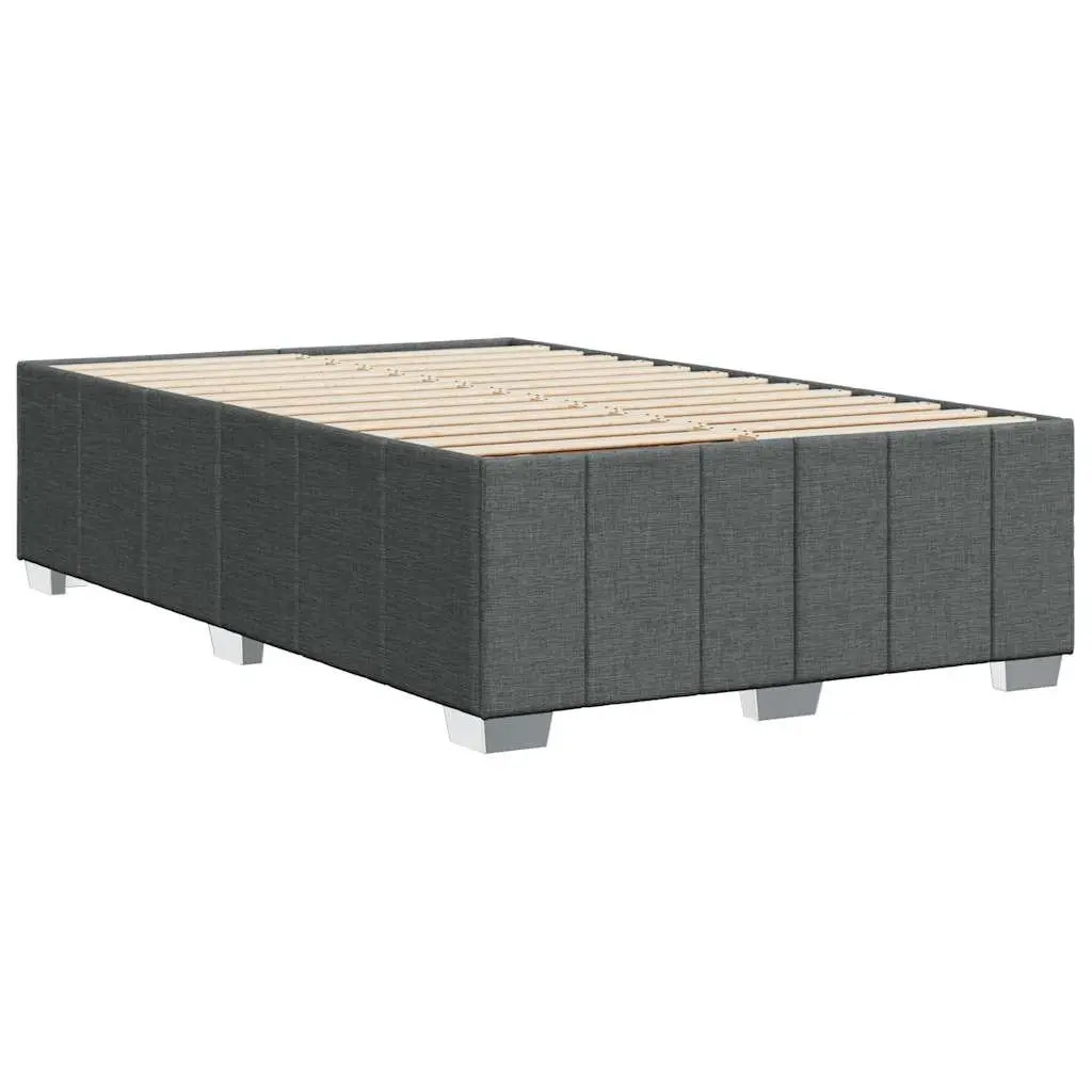 Grey Fabric Double Bed Frame Polyester Upholstered with Wooden Slats for Support and Stability