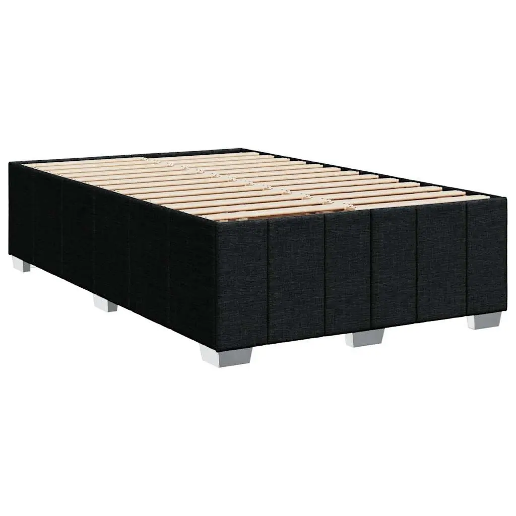 Double Bed Frame Black Fabric Double Upholstered Slat Base Support