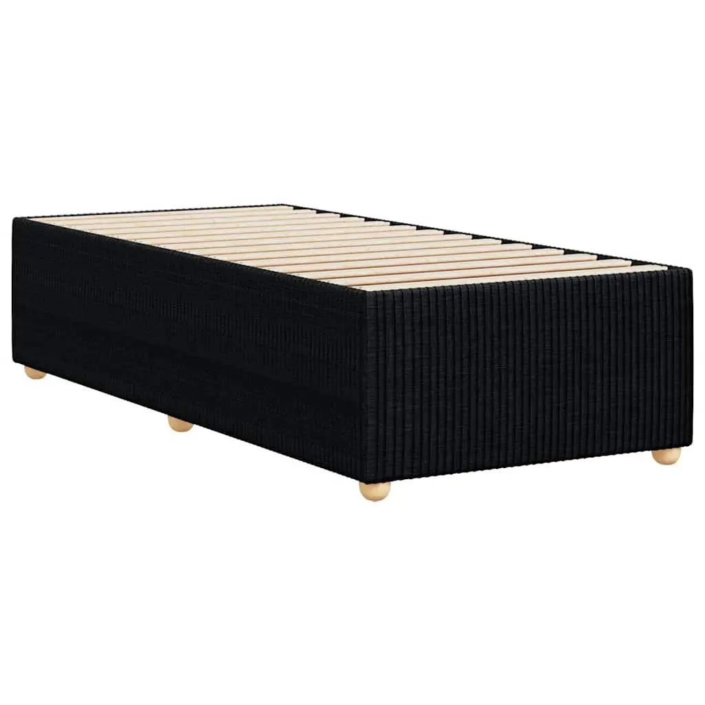 Bed Frame Black 90x190 cm Upholstered Polyester Slatted Base