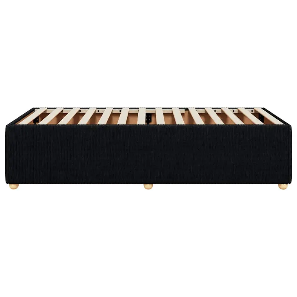 Bed Frame Black 90x190 cm Upholstered Polyester Slatted Base