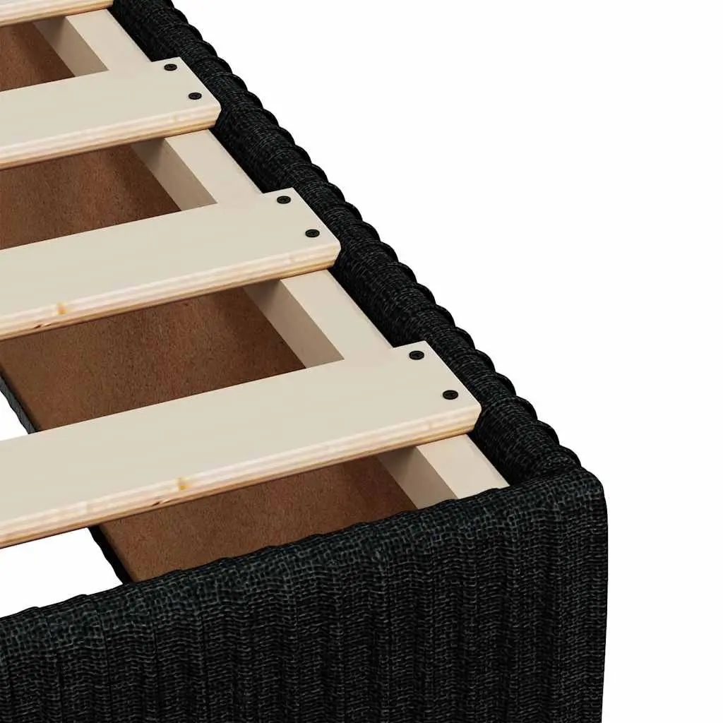 Bed Frame Black 90x190 cm Upholstered Polyester Slatted Base