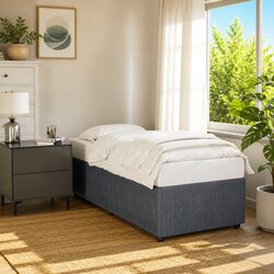 Grey Velvet Bed Frame 90x190 cm with Supportive Slatted Base
