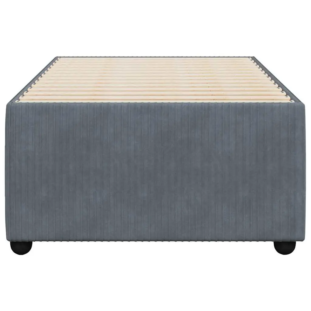 Slatted Base Bed Frame Grey Velvet 90x190cm Sturdy Feet Bedroom Furniture