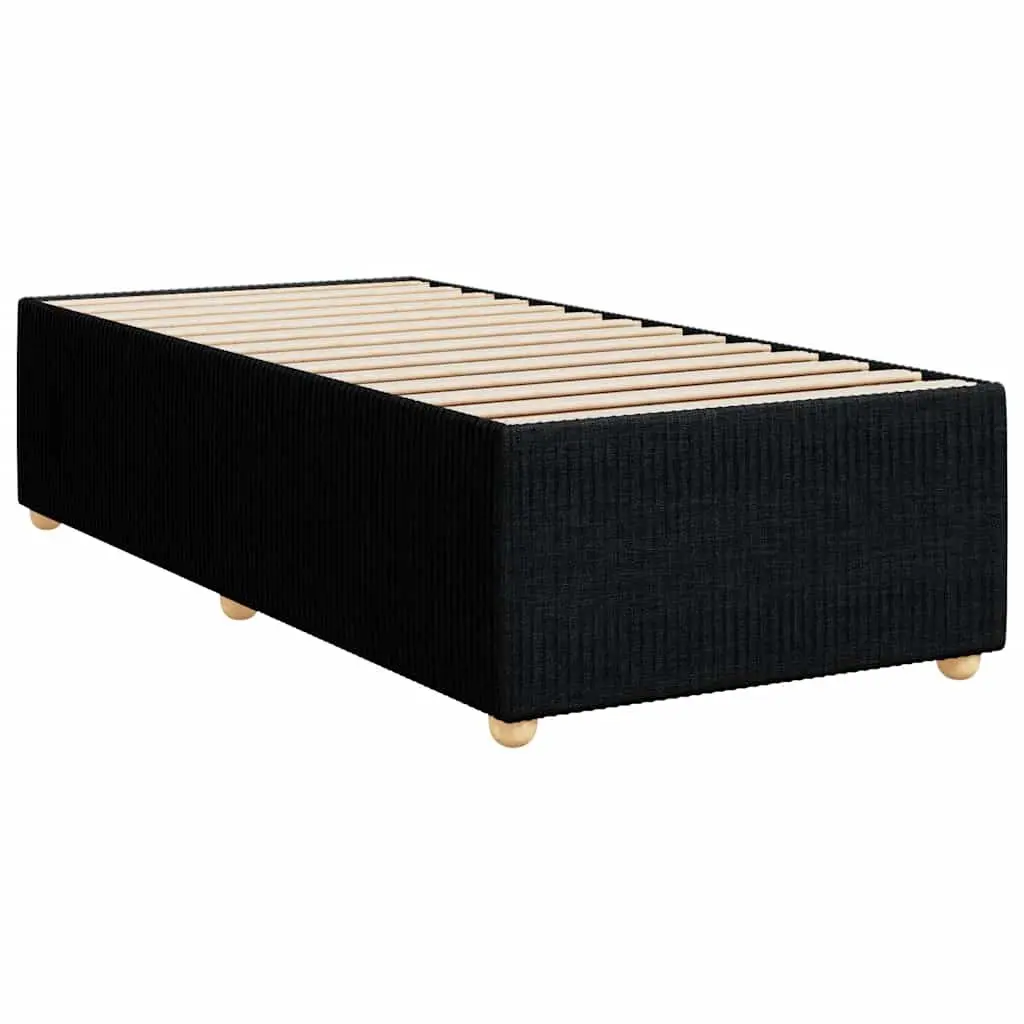Bed Frame Black 90x190 cm Fabric Slatted Base Support