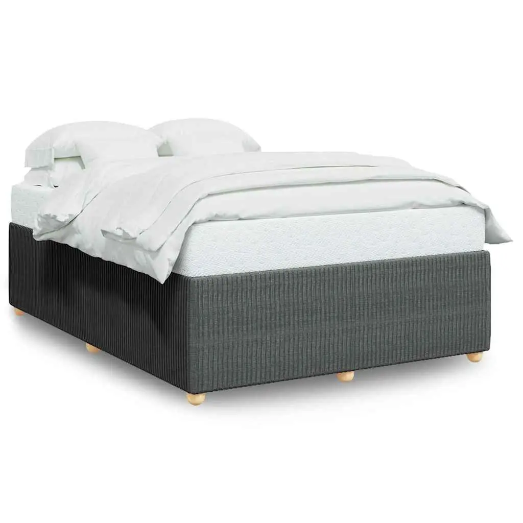 Double Bed Frame Dark Grey Velvet Upholstery Supportive Slats
