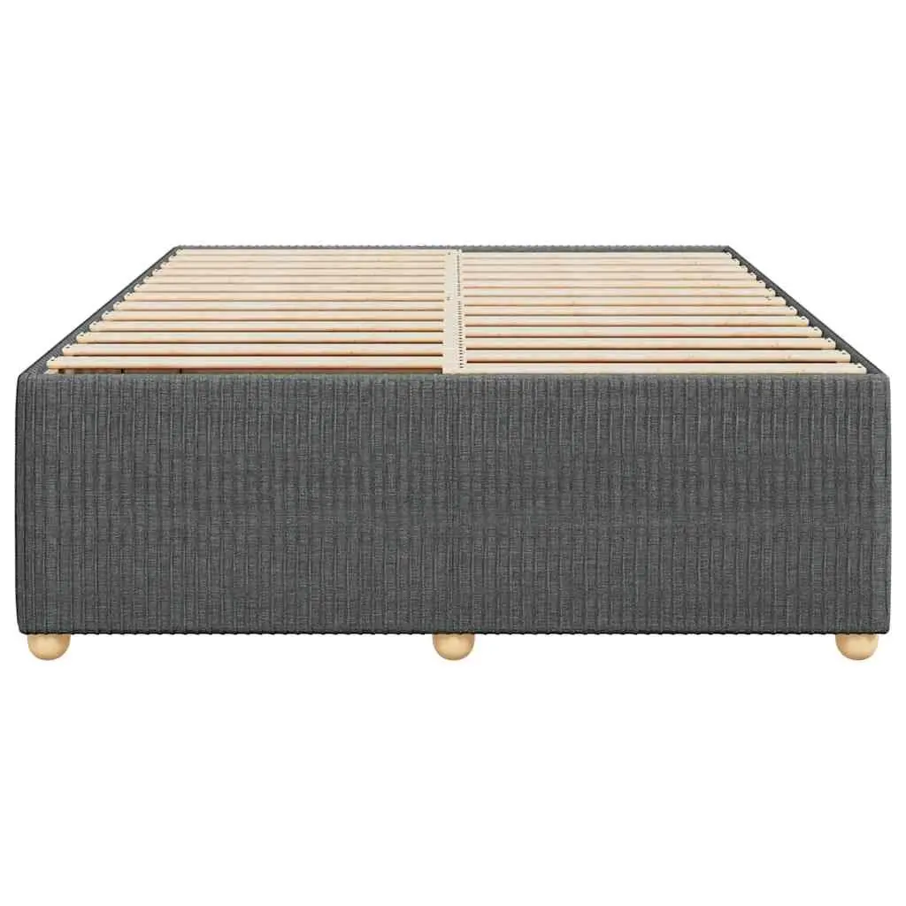 Double Bed Frame Dark Grey Velvet Upholstery Supportive Slats