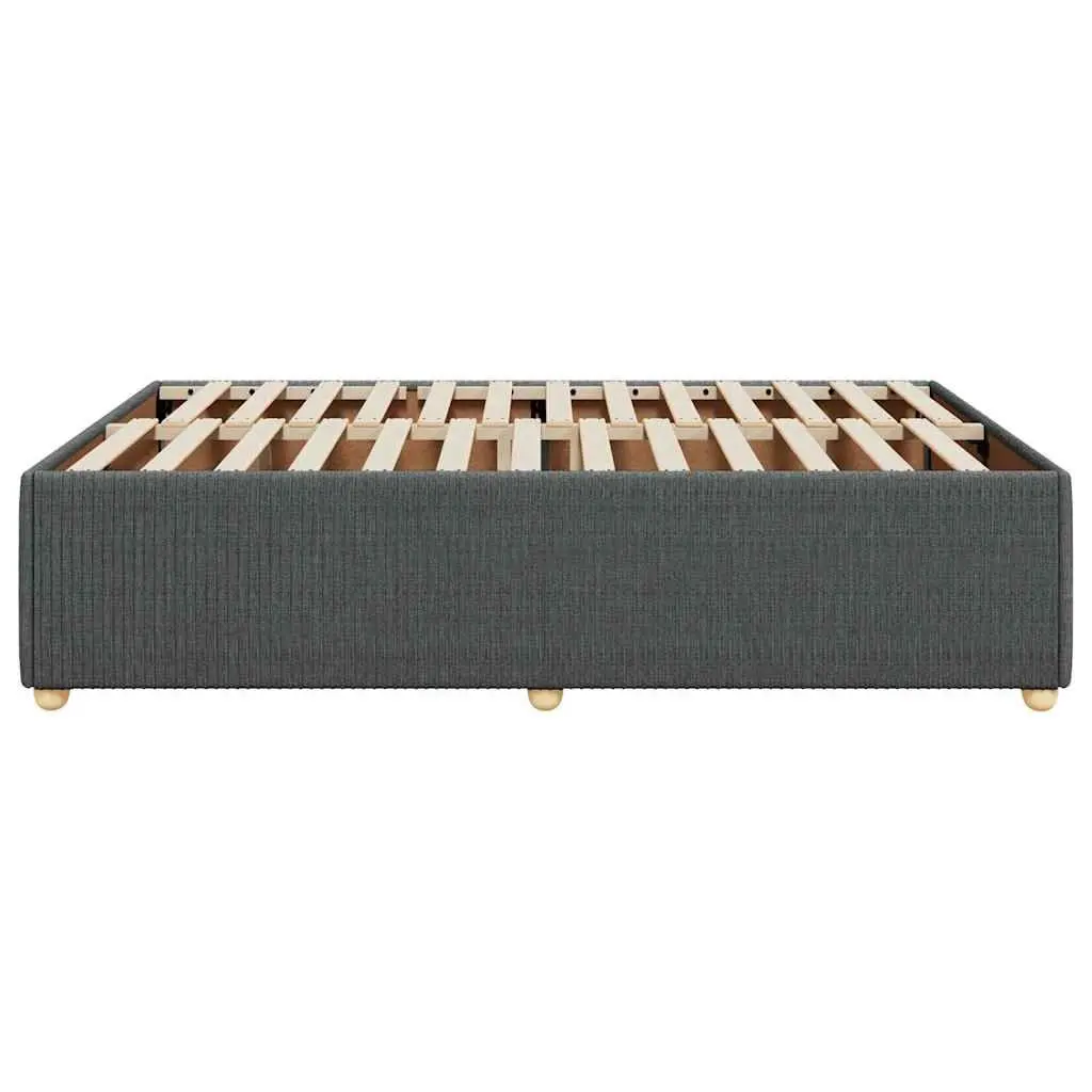 Double Bed Frame Dark Grey Velvet Upholstery Supportive Slats