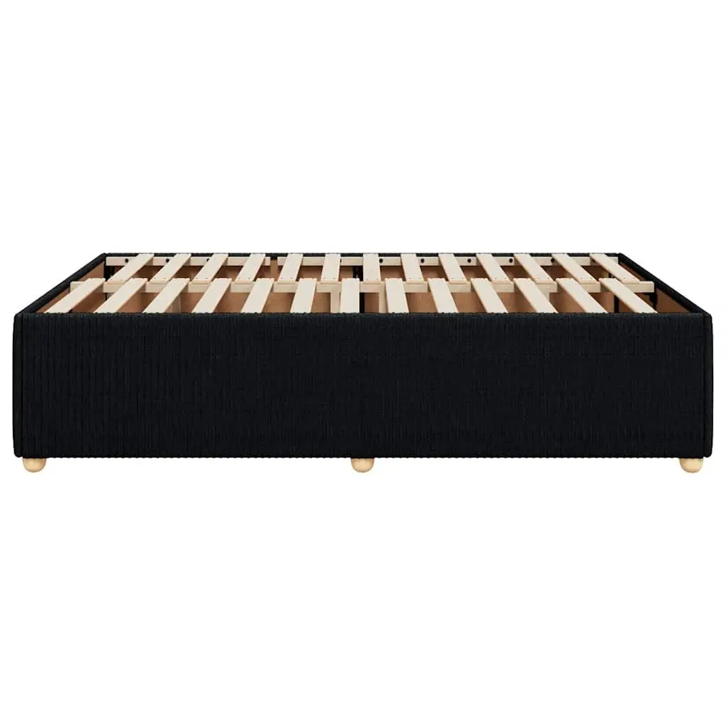 Double Bed Frame Black Velvet Upholstered Slats Support