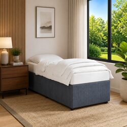 King Single Bed Frame Dark Grey Velvet Upholstered Bedroom Furniture No Mattress