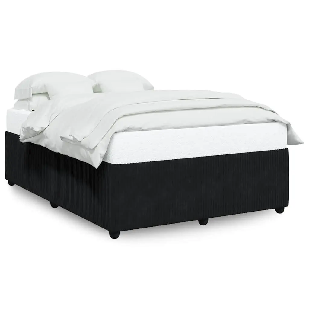 Double Bed Frame Black Velvet Upholstered Size Double Supportive Base