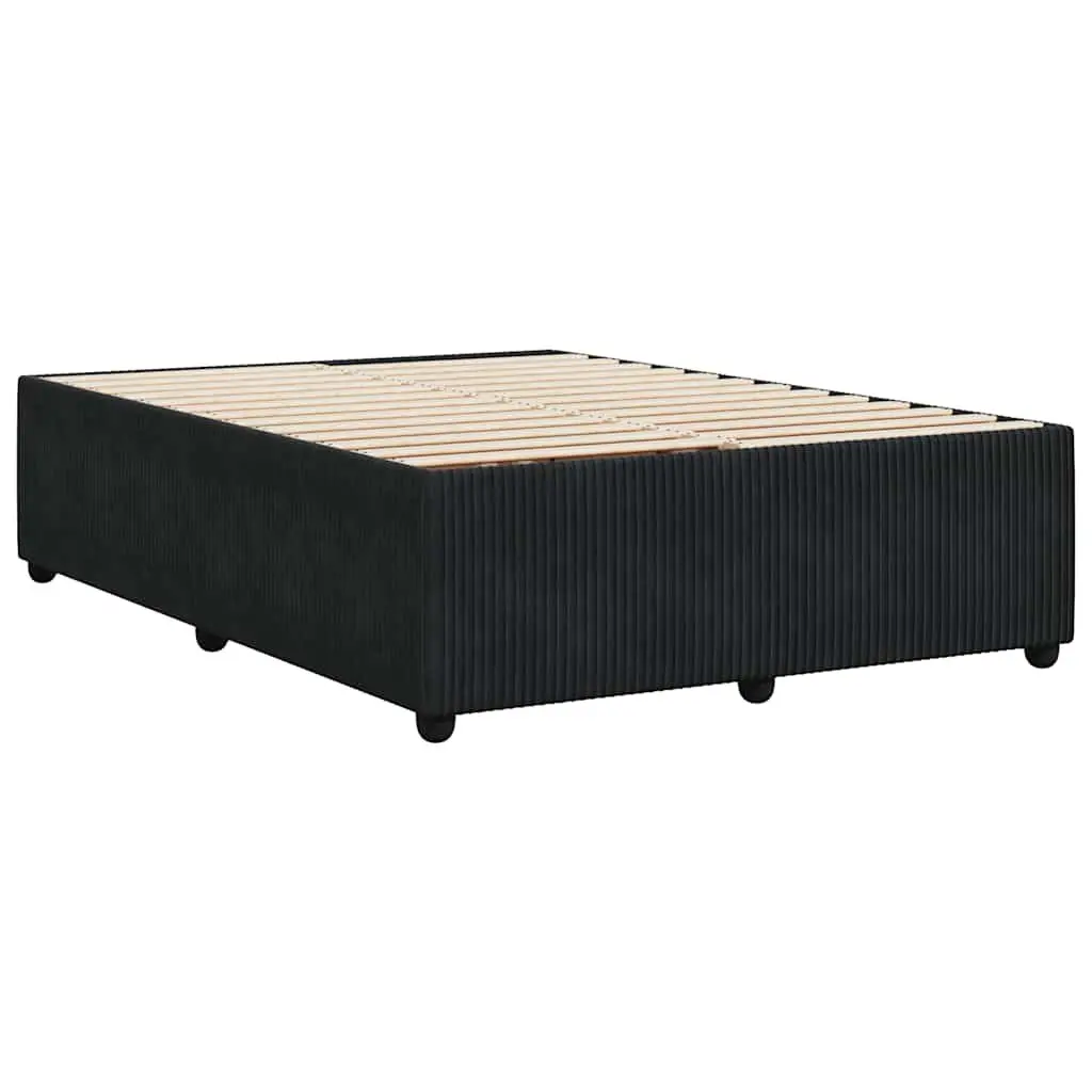 Double Bed Frame Black Velvet Upholstered Size Double Supportive Base