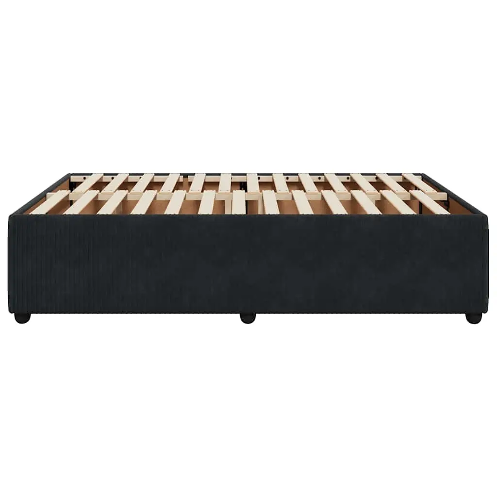 Double Bed Frame Black Velvet Upholstered Size Double Supportive Base