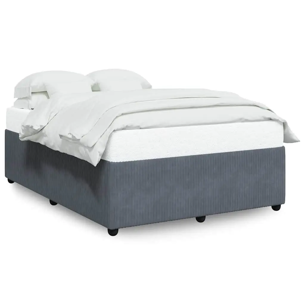 Queen Size Grey Upholstered Bed Frame with Slat Support for Bedroom Use