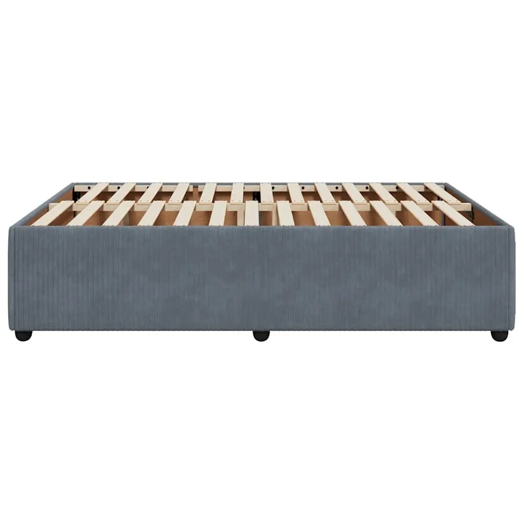Queen Size Grey Upholstered Bed Frame with Slat Support for Bedroom Use