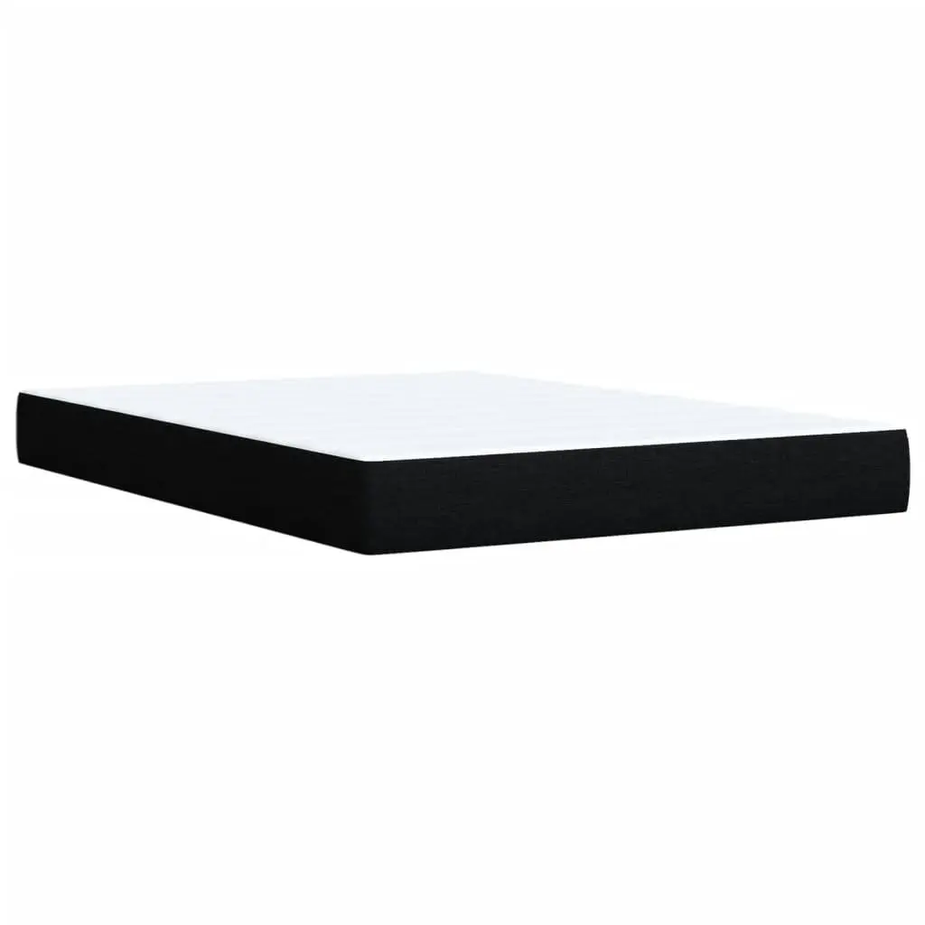 Box Spring Bed Black Polyester Fabric Pocket Spring Mattress Slatted Frame