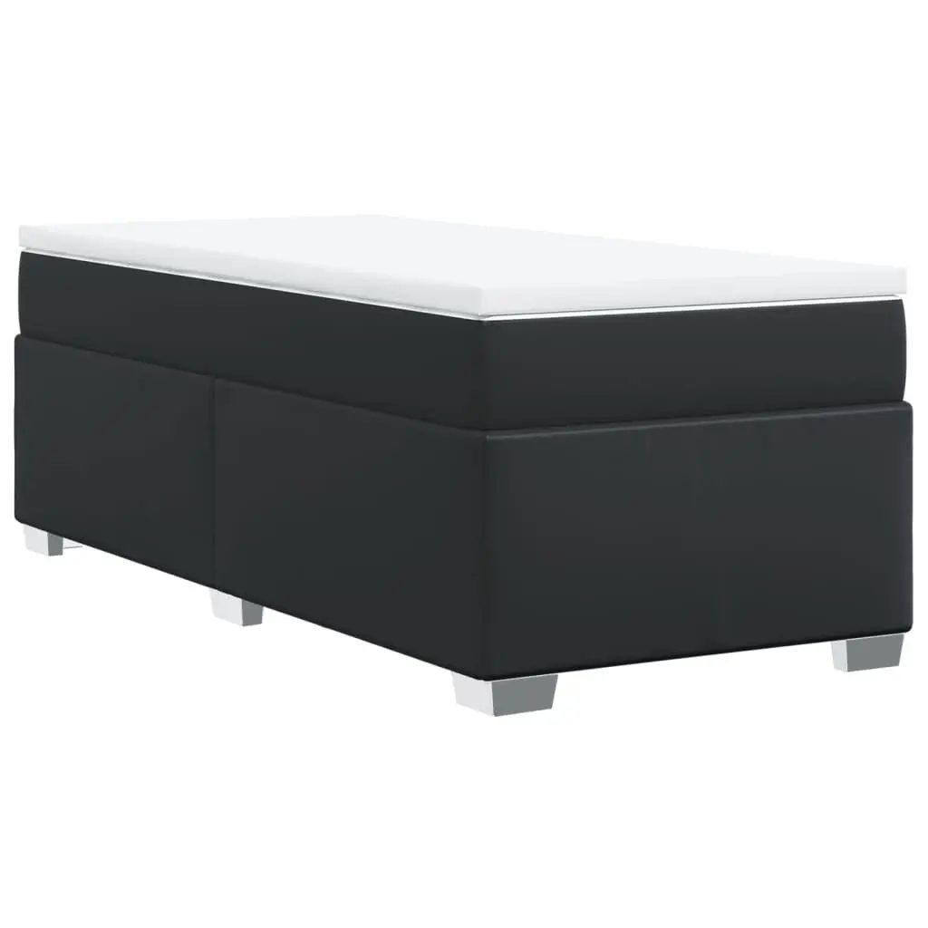 Box Spring Bed Black King Single Pocket Spring Mattress Faux Leather Frame