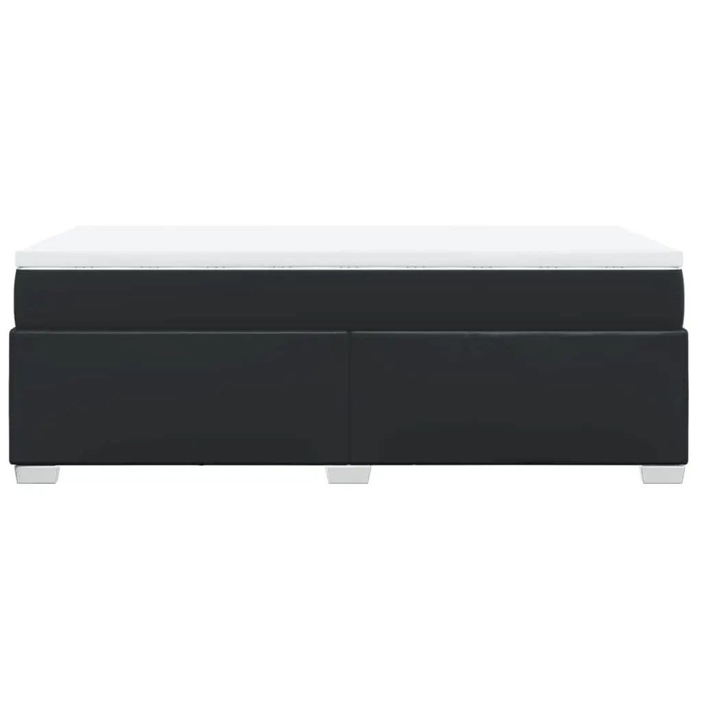 Box Spring Bed Black King Single Pocket Spring Mattress Faux Leather Frame