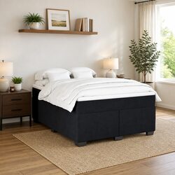 Box Spring Bed with Pocket Spring Mattress Double Velvet Upholstered Frame