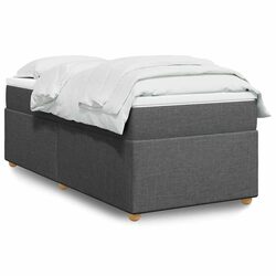 Compact Box Spring Bed with Pocket Spring Mattress - Grey