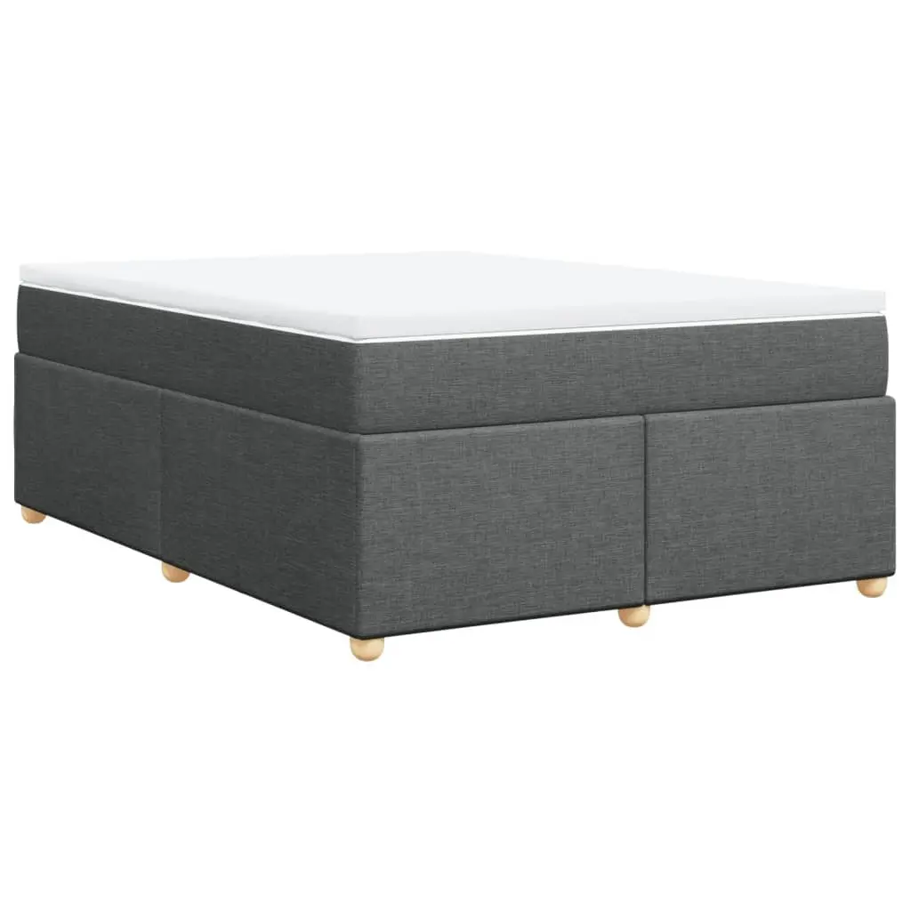 Box Spring Bed Light Grey Queen Size Pocket Spring Mattress with Removable Topper