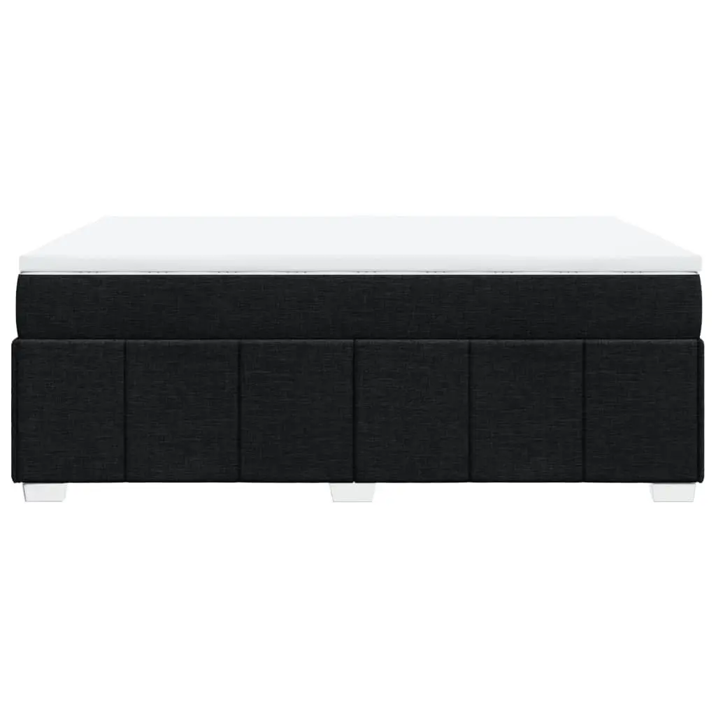 Box Spring Bed Black Double Size Pocket Spring Mattress with Slatted Frame