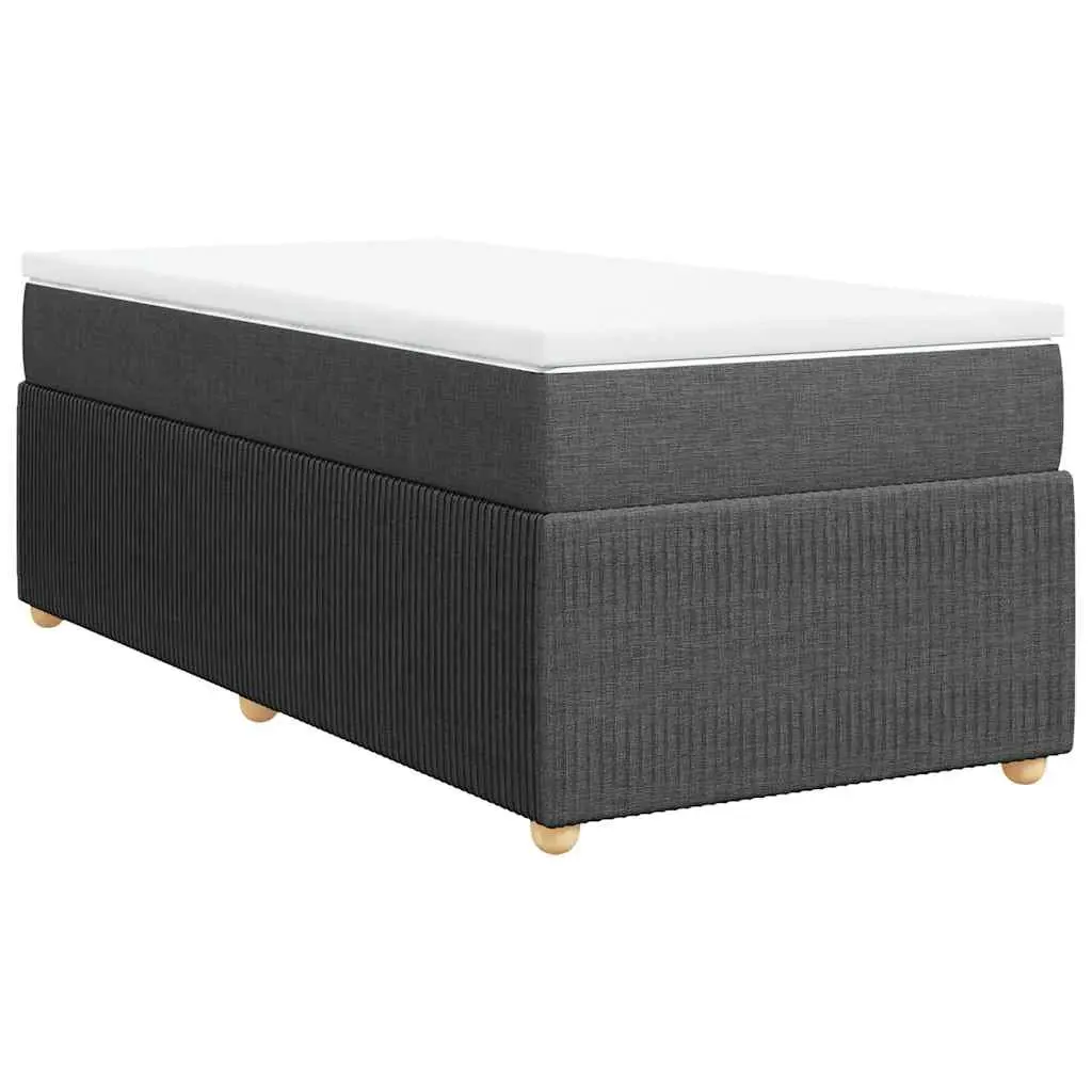 Box Spring Bed Black King Single Pocket Spring Mattress with Removable Topper