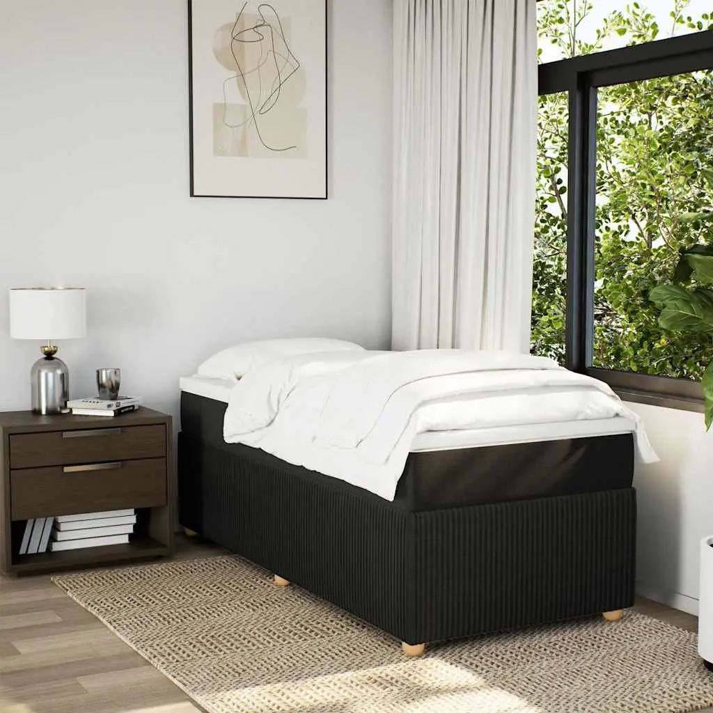 Box Spring Bed Black King Single Pocket Spring Mattress with Removable Topper