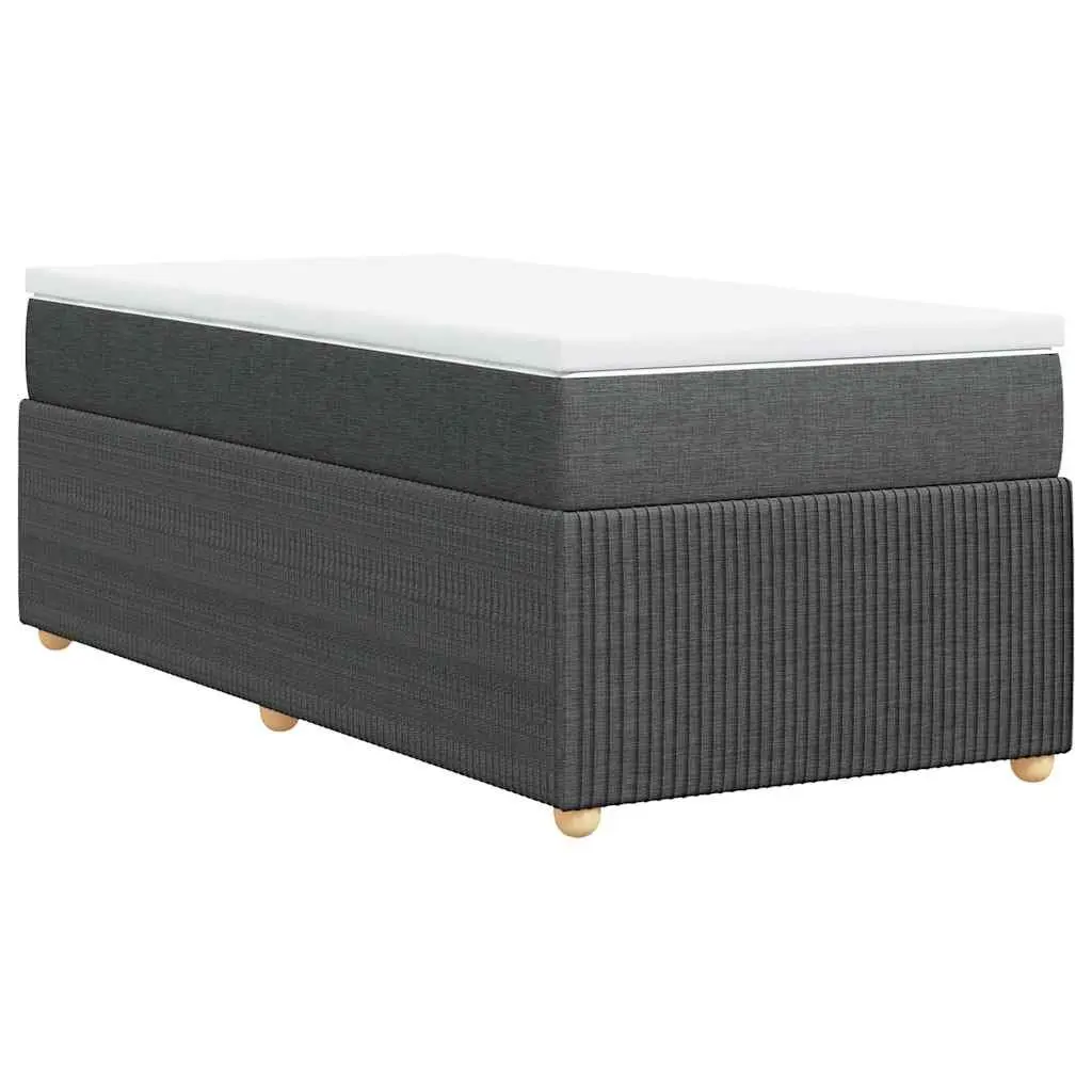 Box Spring Bed Black King Single Pocket Spring Mattress with Removable Topper