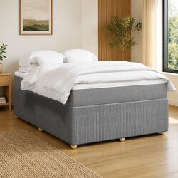 Efficient Grey Fabric Double Box Spring Bed with Quality Mattress