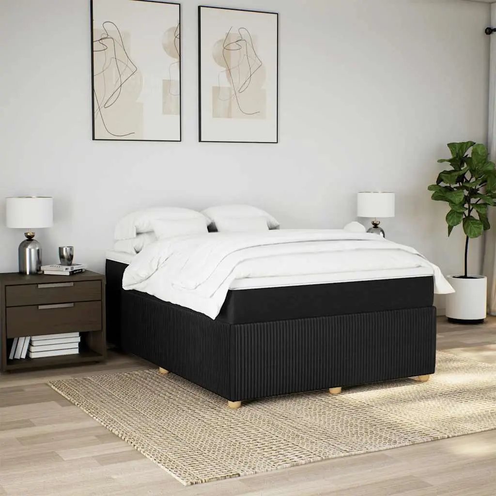 Double Box Spring Bed Black Double Pocket Spring Mattress with Removable Topper