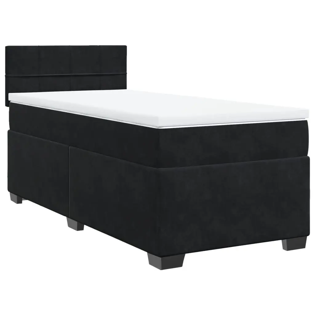 Box Spring Bed Black King Single Pocket Spring Mattress with Topper