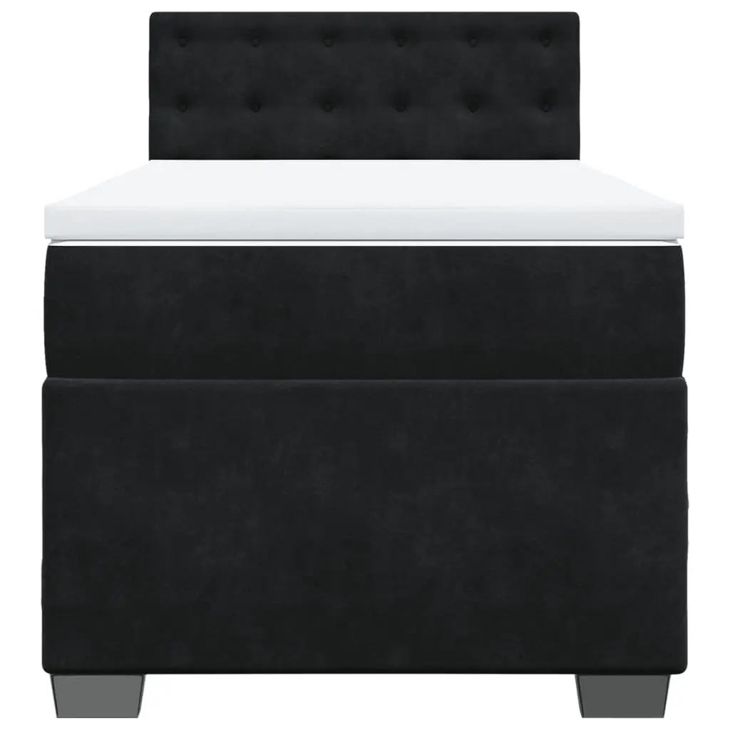 Box Spring Bed Black King Single Pocket Spring Mattress Fabric Frame Slats