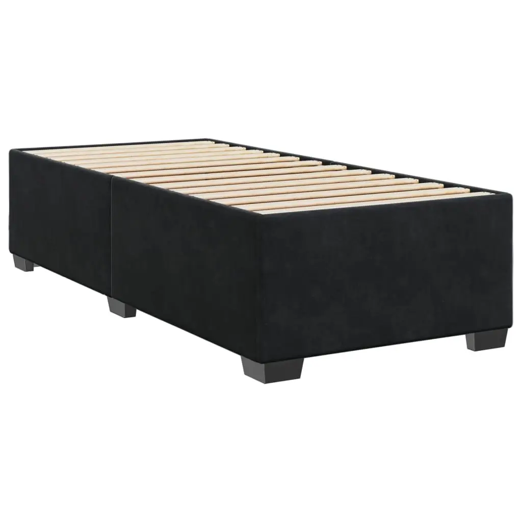 Box Spring Bed Black King Single Pocket Spring Mattress Fabric Frame Slats