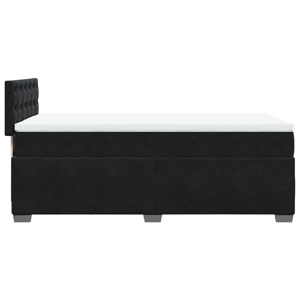 Box Spring Bed Black King Single Pocket Spring Mattress Fabric Frame Slats