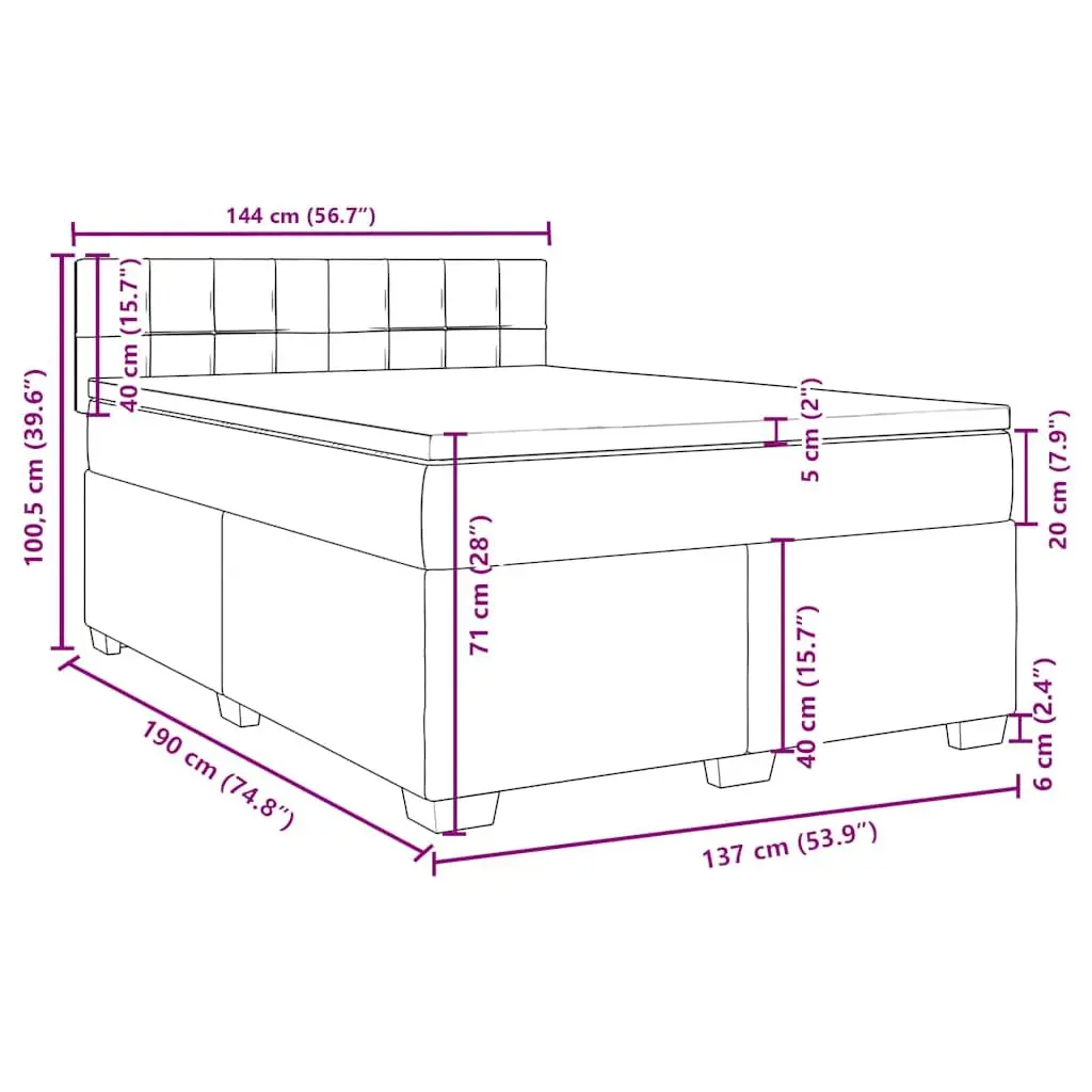 Double Box Spring Bed with Pocket Mattress Black Fabric Frame Bedroom Furniture