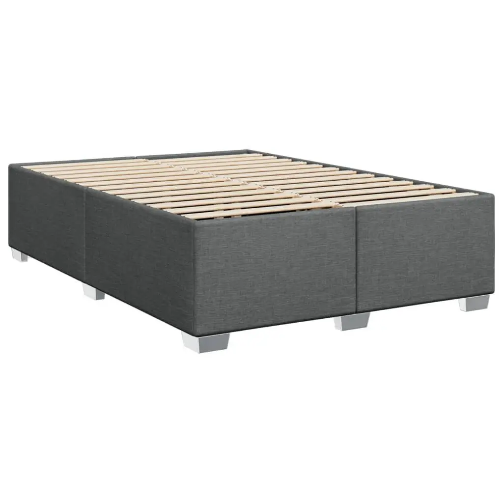 Double Box Spring Bed with Pocket Mattress Black Fabric Frame Bedroom Furniture